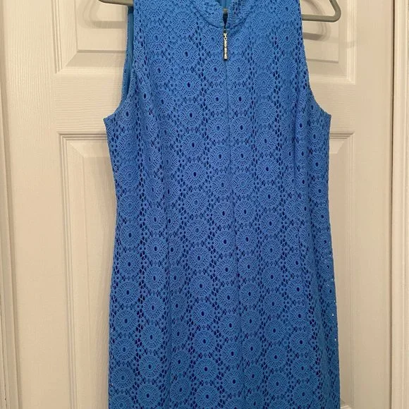 lilly pulitzer blue lace dress NEW LILLY PULITZER Georgi Lace Dress Boca Blue Two Tone Carnival Lace Sz 0
